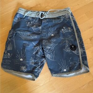 VISSLA Gray and Blue Swim Shorts
